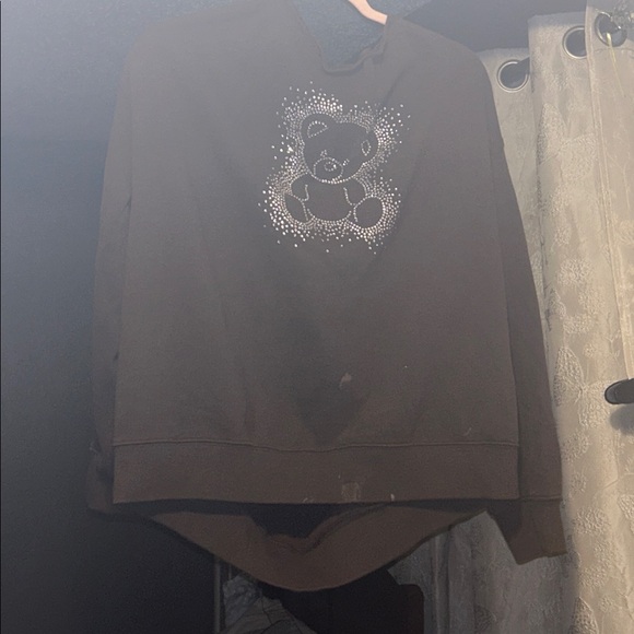 ♥️ Cloud Soft Rhinestone Teddy Off-The-Shoulder Sweatshirt - Picture 5 of 5